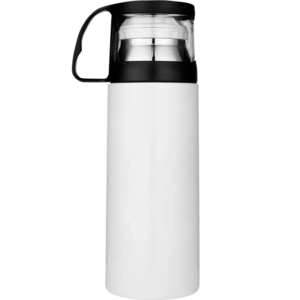 Termo Vaso de acero con taza 500ml Weekend blanco (Caja de 5)
