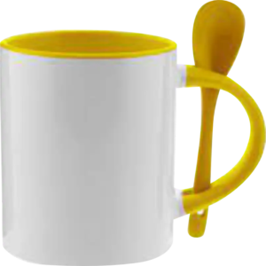 Taza de cerámica 11oz Con cuchara Interior de color (Caja de 36) Color Make