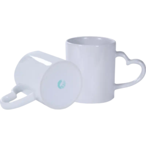 Taza de cerámica 11oz Blanca Pareja con asa de Corazón (Caja de 12) Color Make