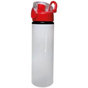 Botella de aluminio 750ml. Blanca. Botón presionable roja ColorMake