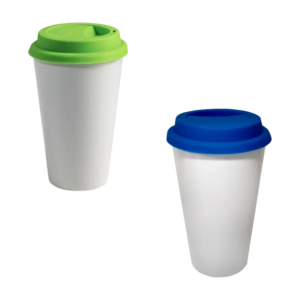 Vaso Tumbler de cerámica 15oz. Cónico con tapa de silicón